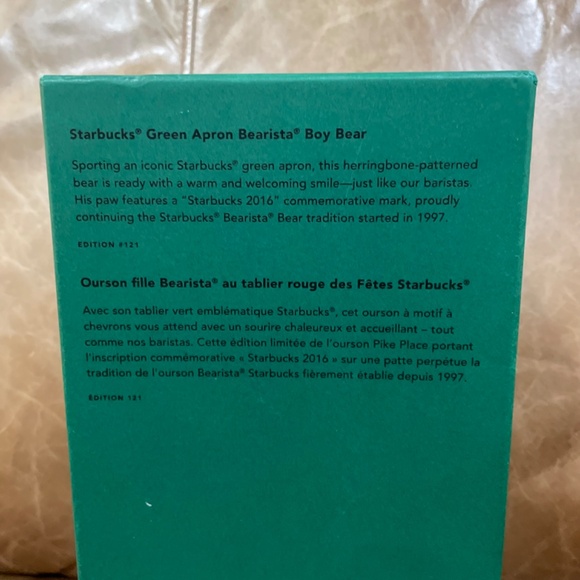 NIB NWT Starbucks® 121st Edition Bearista® Collectible Bear, Green Apron - Picture 7 of 10